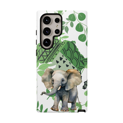 Playful Baby Elephant Mobile Cover – Tropical Boho Art