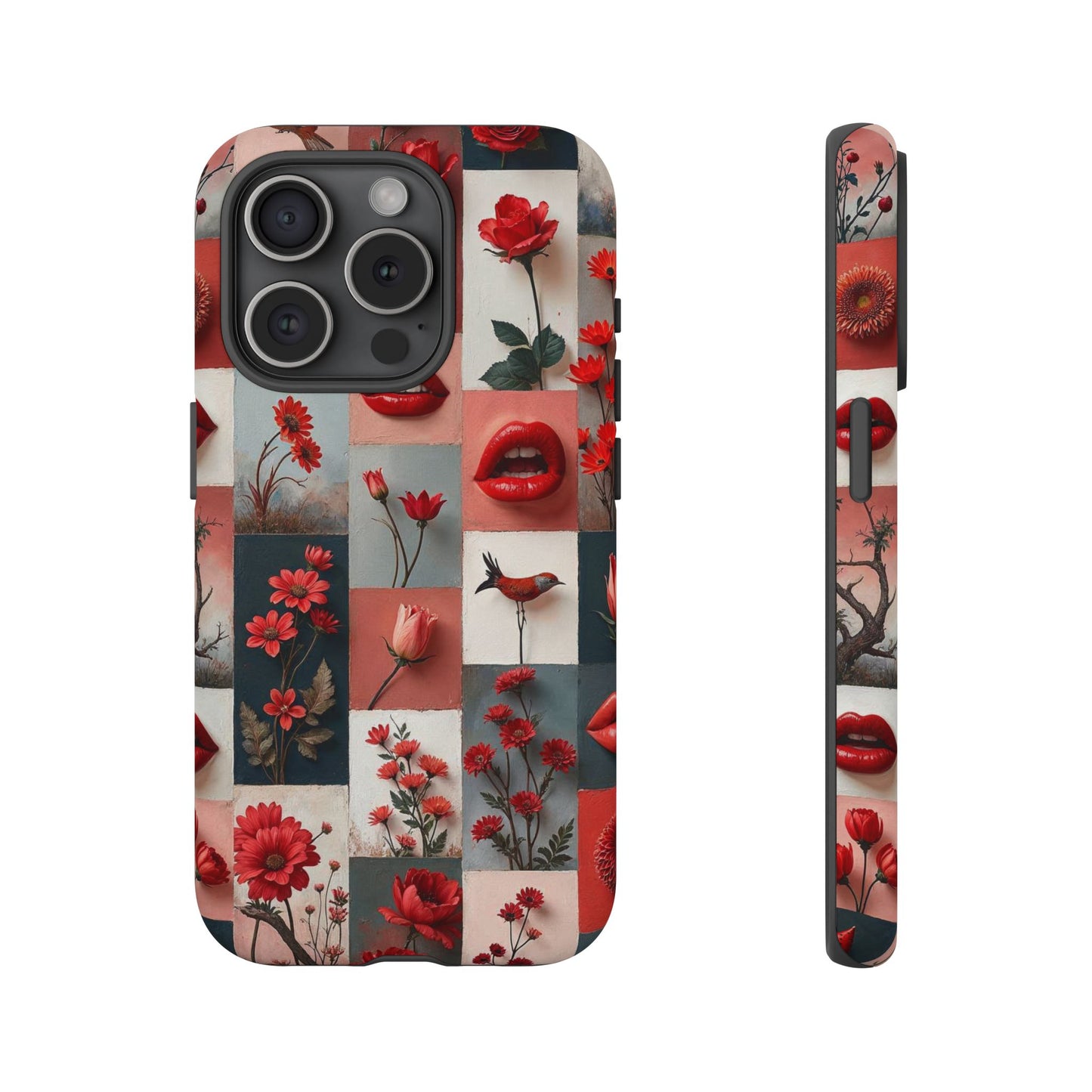 Red Flowers & Lips Collage Phone Case