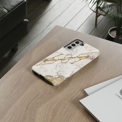 Elegant White and Gold Marble Case Design