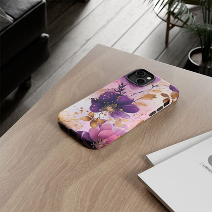 Luxury Purple & Gold Floral Aesthetic Mobile Case