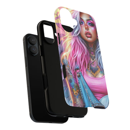 Sunset Glow – Pastel Punk & Floral Ink Mobile Cover