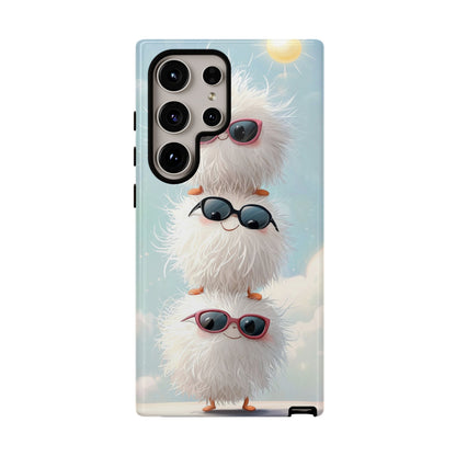 Fluffy Anime Phone Case – Cute Kawaii Fuzzy Creatures, Aesthetic Pastel Art, Soft Cloudy Background, iPhone, Samsung & Google Pixel Case