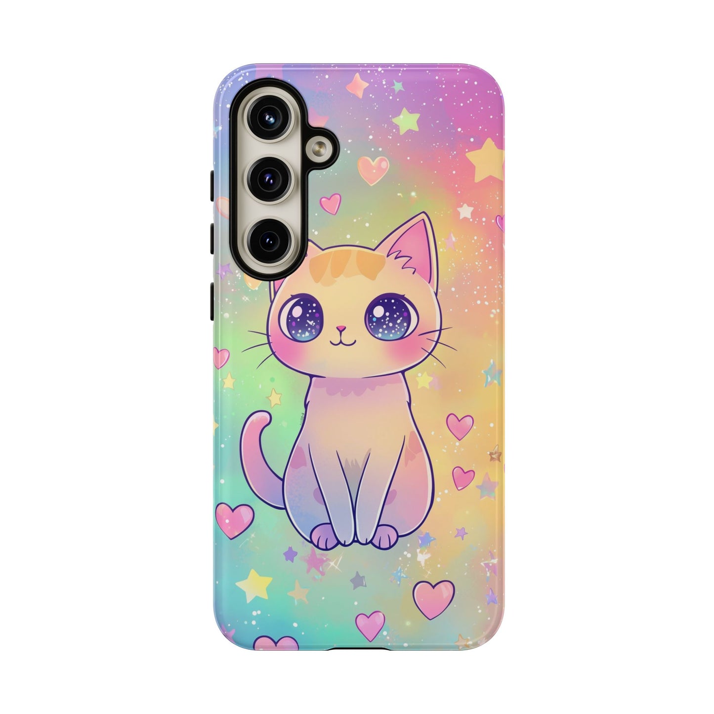 Rainbow Galaxy Cat Phone Case – Cute Anime Aesthetic for iPhone, Google Pixel & Samsung