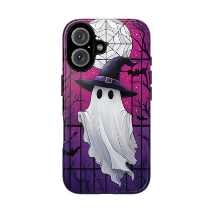 Stylized Halloween Illustration of a Ghost in Stained Glass  phone case design.