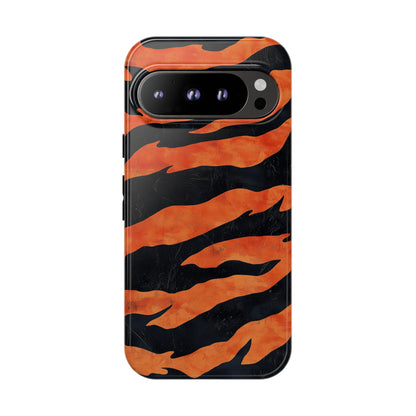 Burnt Orange & Black Tiger Stripes Phone Case for iPhone, Samsung & Google Pixel