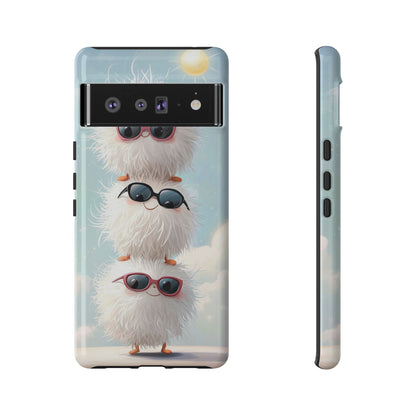 Fluffy Anime Phone Case – Cute Kawaii Fuzzy Creatures, Aesthetic Pastel Art, Soft Cloudy Background, iPhone, Samsung & Google Pixel Case