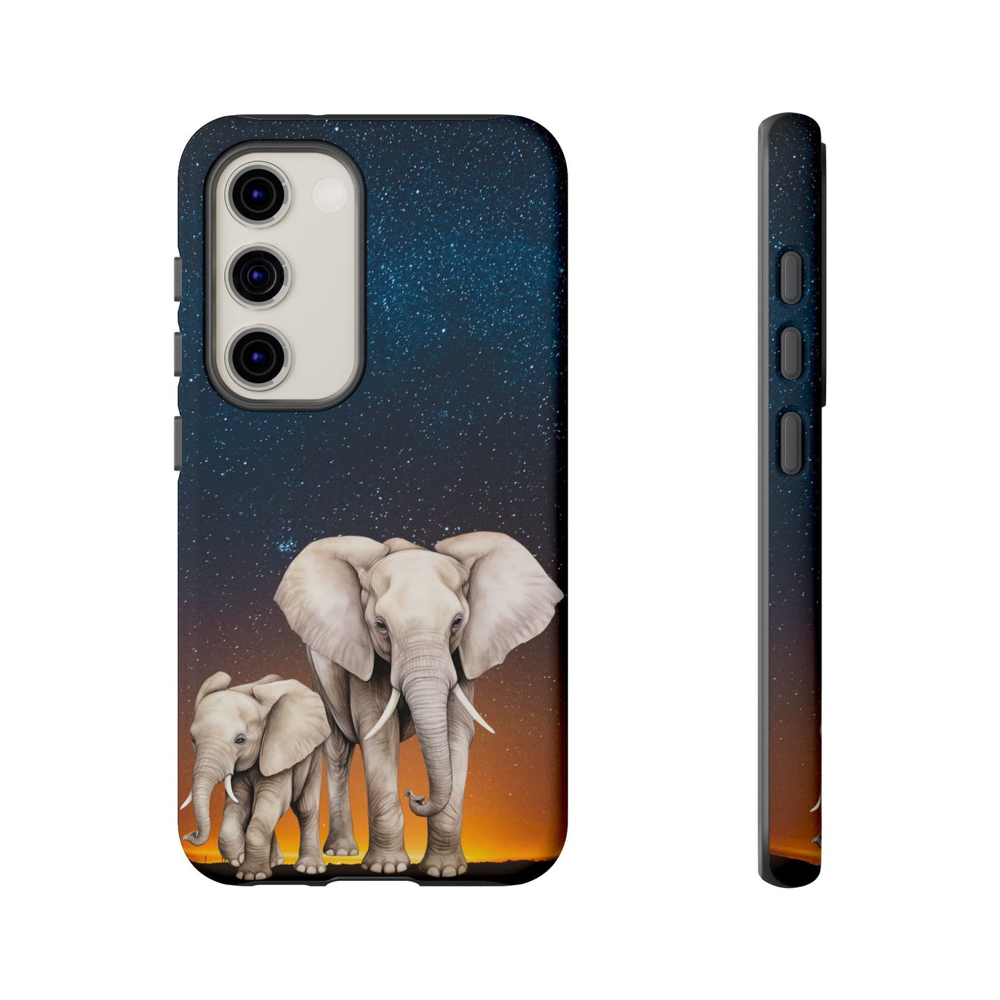 Starry Safari Elephant Family Mobile Cover – Cosmic Wildlife Aesthetic
