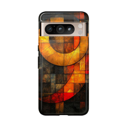 Inferno Spiral – Geometric Stained Glass Art Phone Case for iPhone, Samsung & Pixel