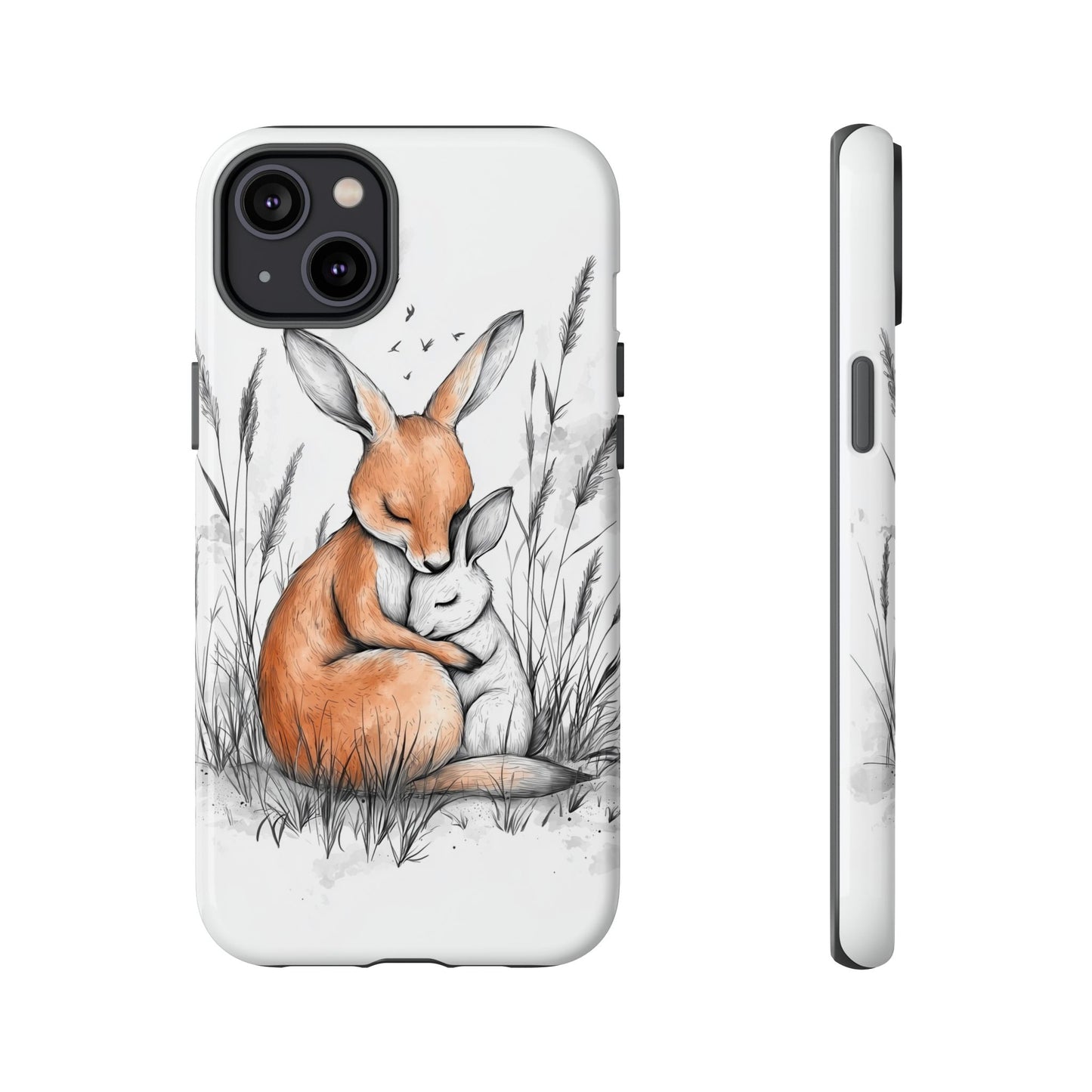 Bunny Embrace: Watercolor Woodland Hug Phone Case for iPhone, Samsung & Pixel