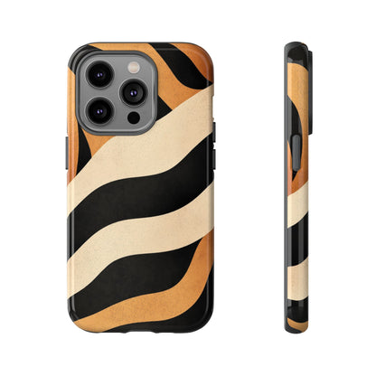 Bold Tiger Stripes Phone Case – Black, Orange & Cream Perfect for iPhone, Samsung & Google Pixel