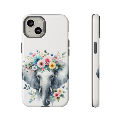 Floral Crown Elephant Mobile Cover – Elegant Watercolor Art
