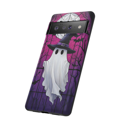 Stylized Halloween Illustration of a Ghost in Stained Glass  phone case design.