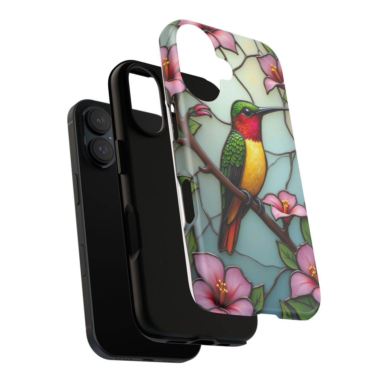 Elegant Hummingbird with Floral Mosaic | Artistic Nature Design