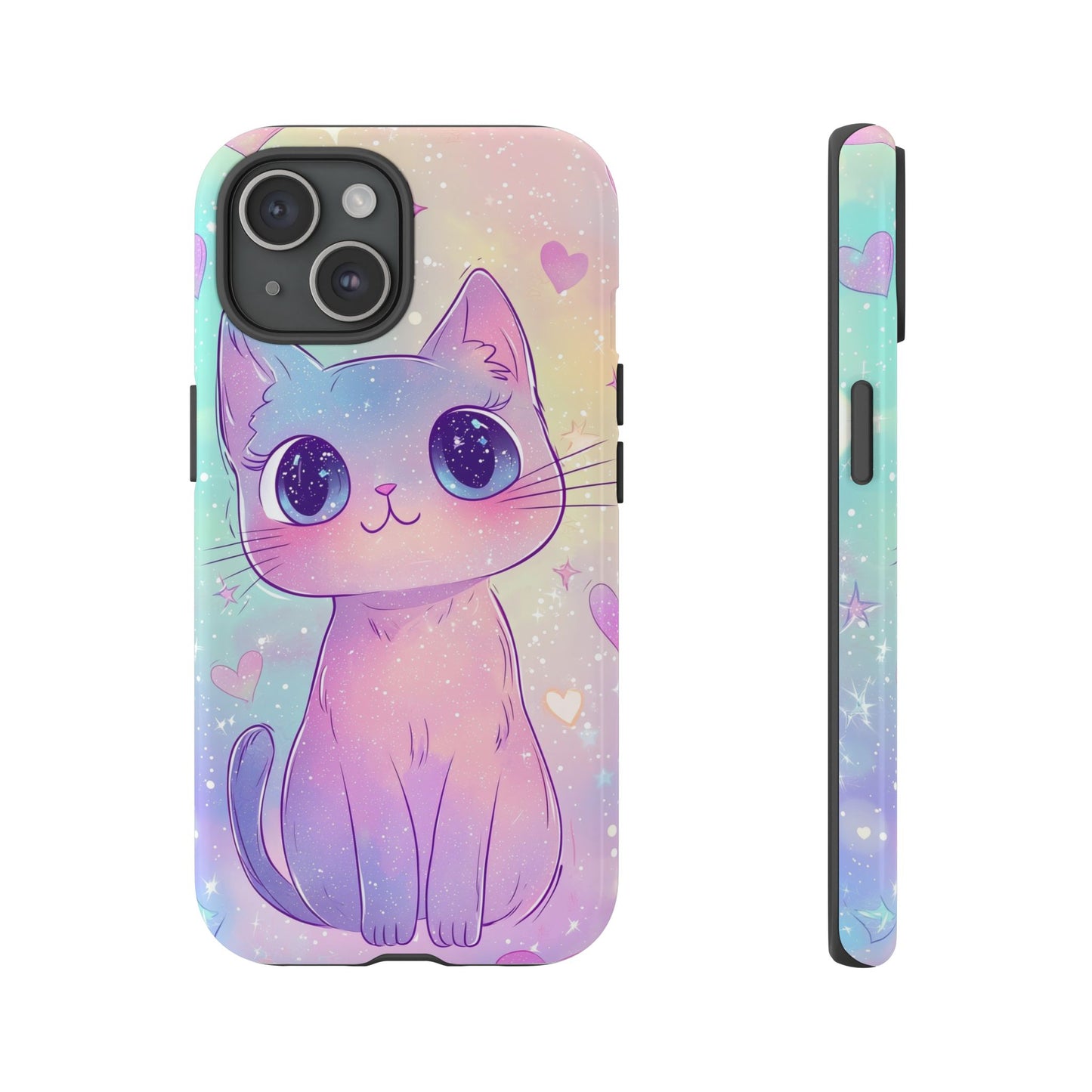 Cosmic Cat Phone Case – Sparkly Anime Aesthetic for iPhone, Google Pixel & Samsung