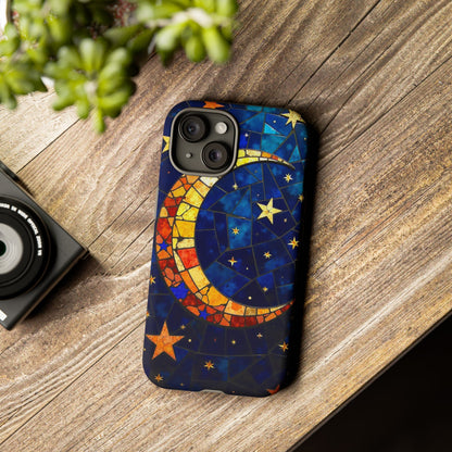 Celestial Crescent: Vibrant Moon and Stars Phone Case