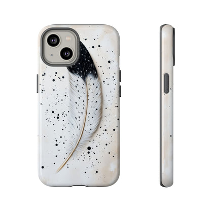 Elegant Owl Feather Phone Case – Black & White for iPhone, Samsung & Google Pixel