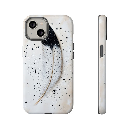 Elegant Owl Feather Phone Case – Black & White for iPhone, Samsung & Google Pixel