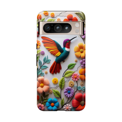 Embroidered Hummingbird with Floral Design | Nature's Elegant Stitch