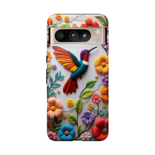 Embroidered Hummingbird with Floral Design | Nature's Elegant Stitch
