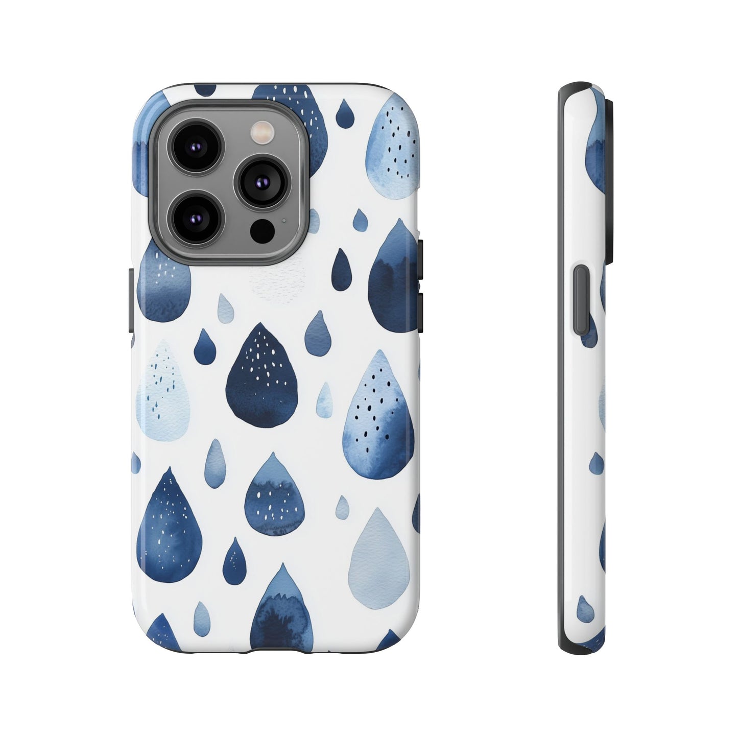 Indigo Rain Drops Watercolor Phone Case for iPhone, google Pixel & Samsung