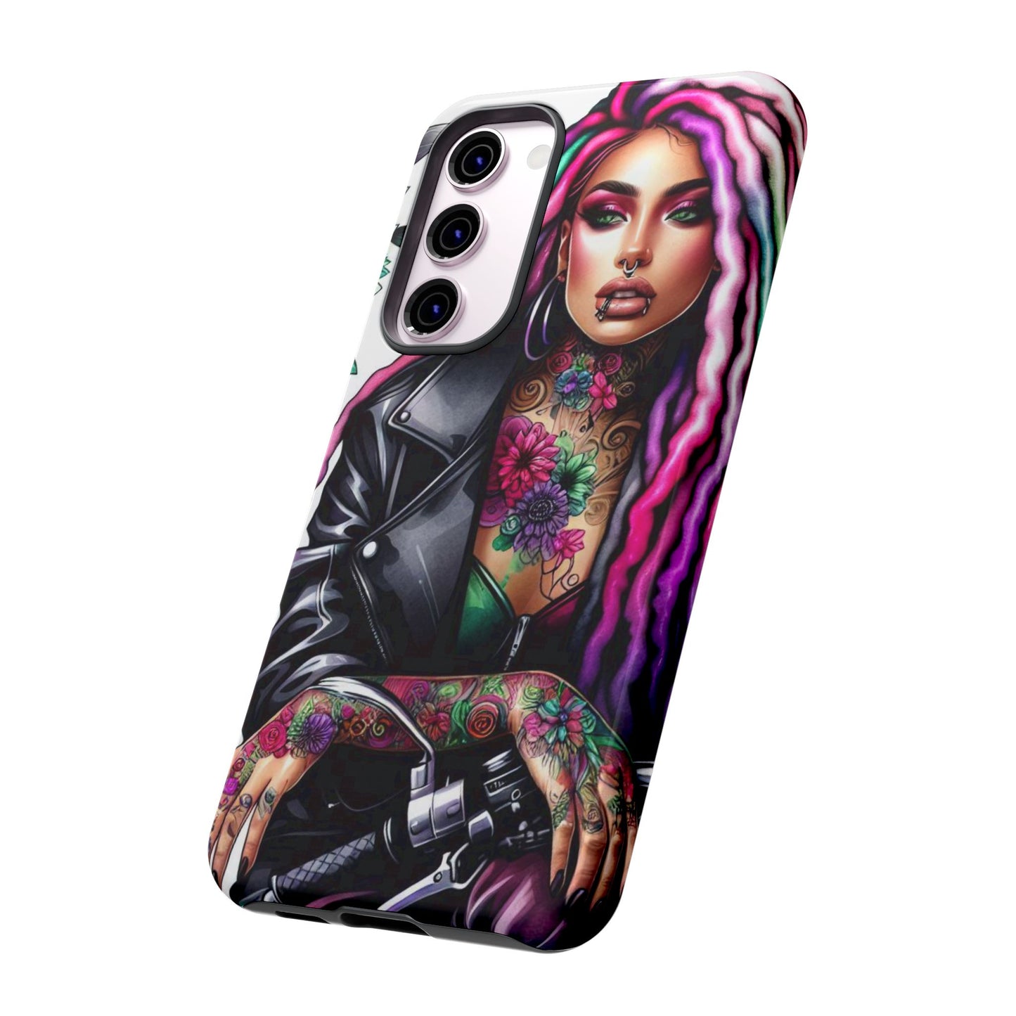 Neon Rebel – Vibrant Biker Queen Mobile Cover