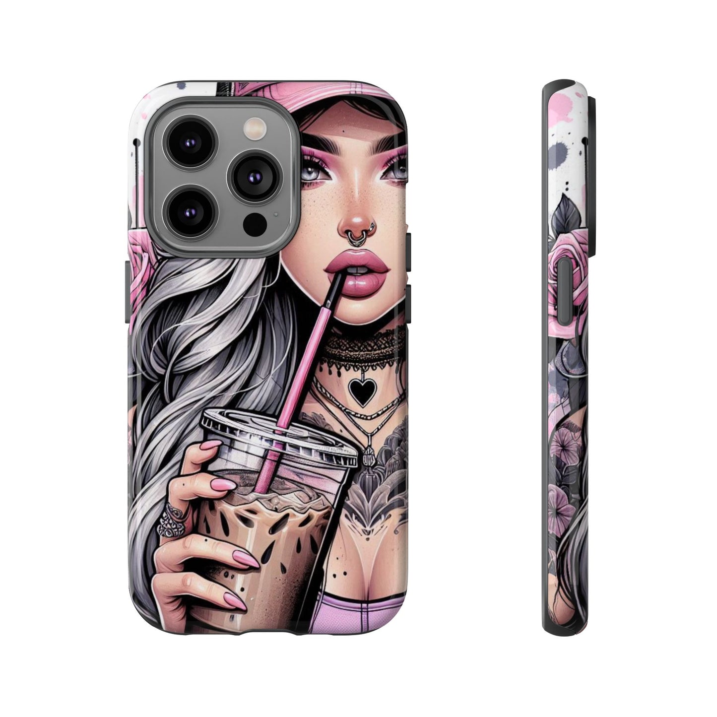 Pink Aesthetic Rebel – Iced Coffee & Inked Beauty Mobile Cover