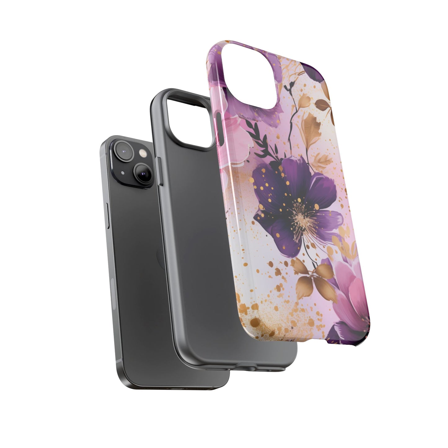 Luxury Purple & Gold Floral Aesthetic Mobile Case