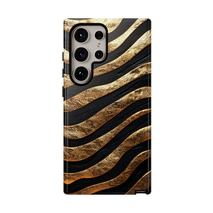 Luxury Black & Gold Zebra Stripes Phone Case for iPhone, Samsung & Google Pixel