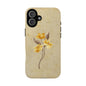 Minimal Vintage Floral Phone Case – Yellow Flower on Beige | iPhone, Samsung & Pixel