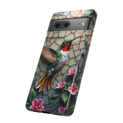Vivid Hummingbird with Blossoming Branches | Artistic Mosaic Style