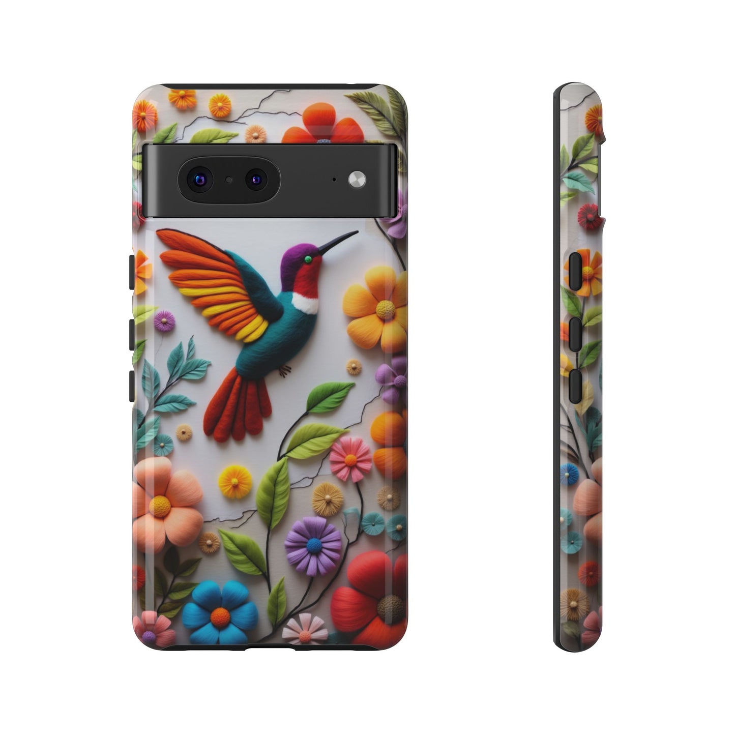Embroidered Hummingbird with Floral Design | Nature's Elegant Stitch