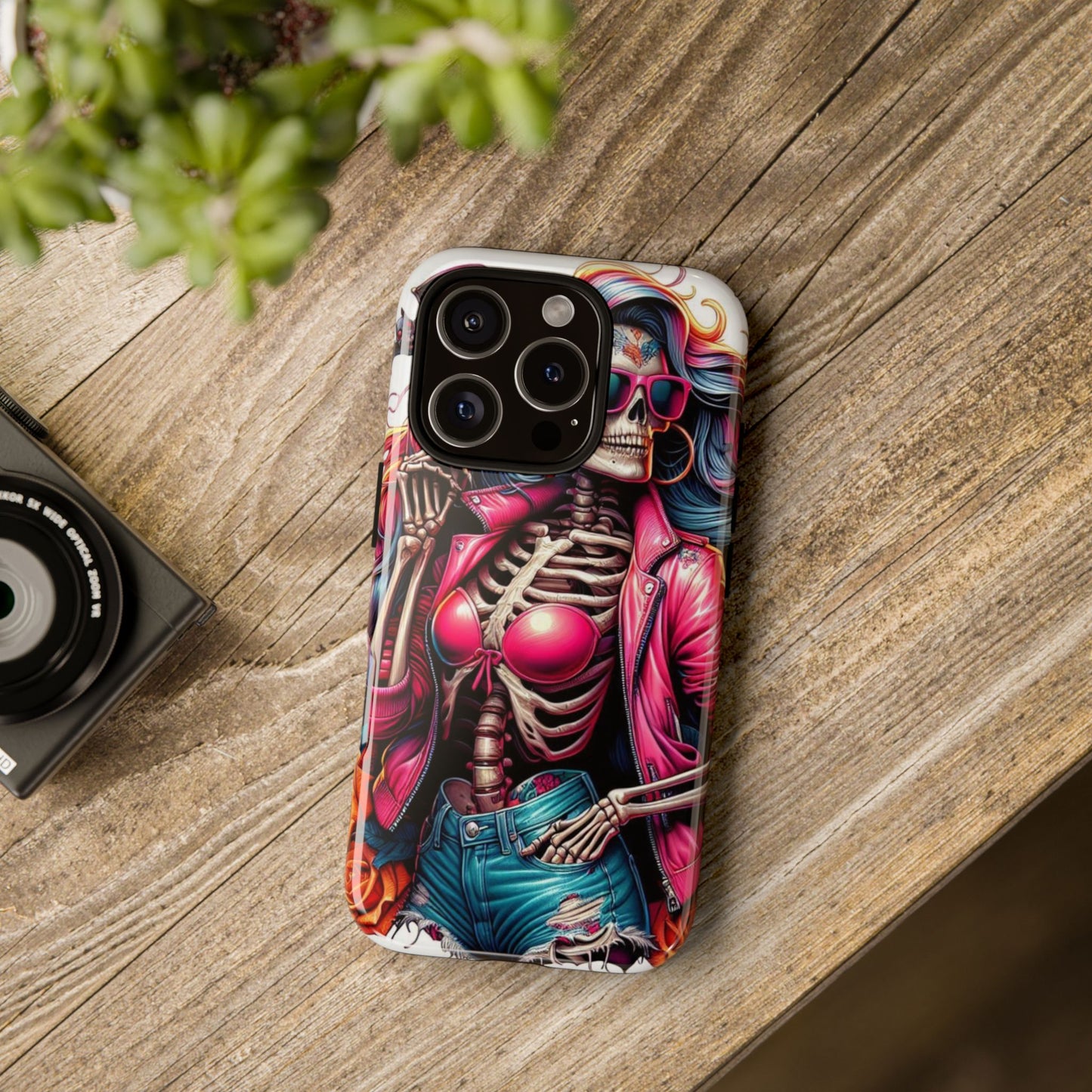 Neon Bones – Retro Skeleton & Vibrant Punk Aesthetic Mobile Cover