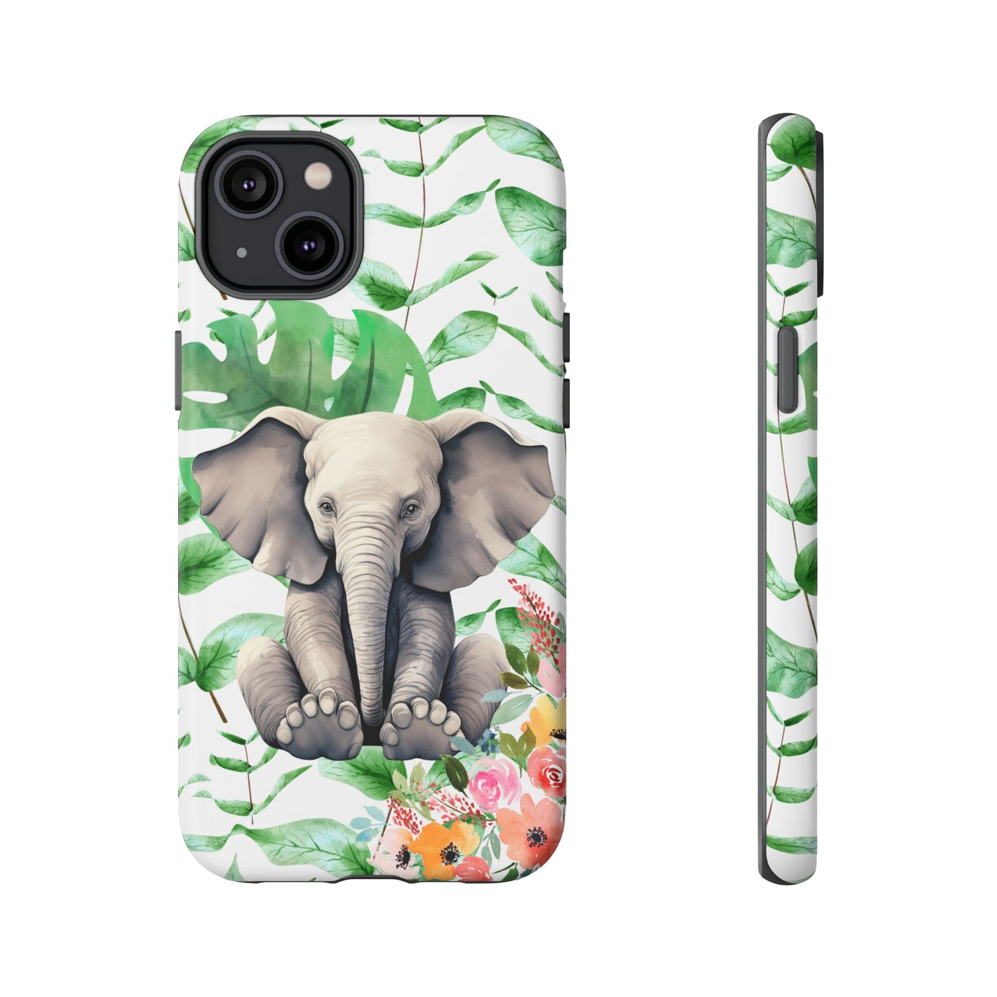 Cute Baby Elephant Mobile Cover – Floral & Tropical Aesthetic