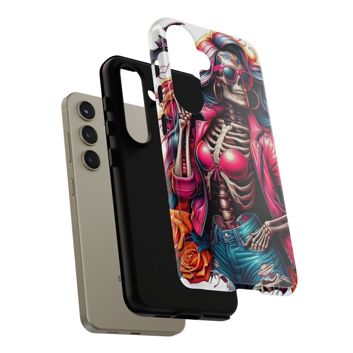 Neon Bones – Retro Skeleton & Vibrant Punk Aesthetic Mobile Cover