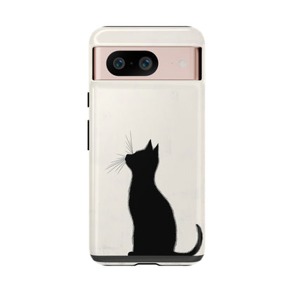 Silent Gaze: Minimalist Black Cat  Phone Case for iPhone, Samsung & Pixel