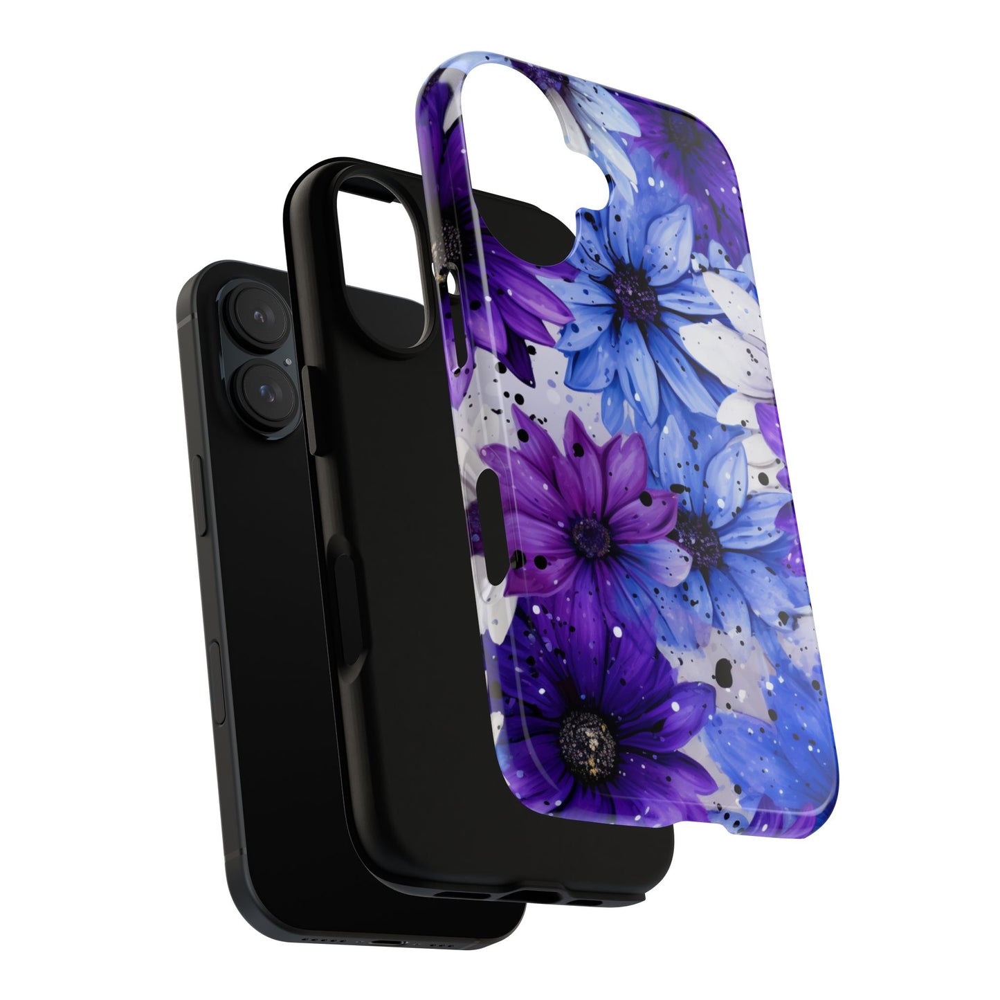 Blue & Purple Floral Splash Mobile Cover – Elegant Artistic Flowers