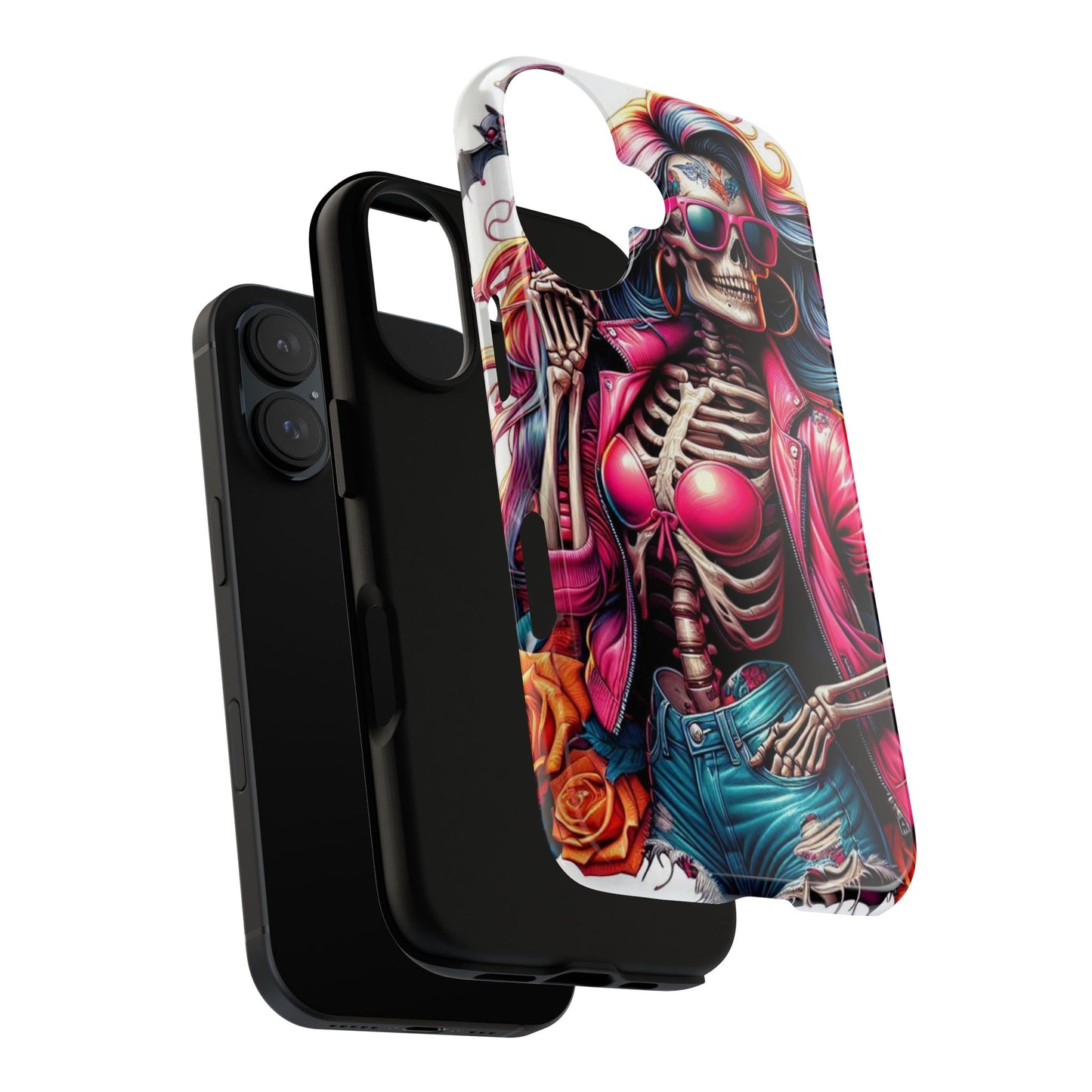 Neon Bones – Retro Skeleton & Vibrant Punk Aesthetic Mobile Cover