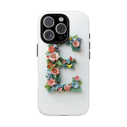 Floral Letter E Phone Case – Personalized Aesthetic Cover for iPhone, Samsung & Google Pixel