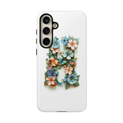 Floral Letter H Phone Case – Personalized Aesthetic Cover for iPhone, Samsung & Google Pixel