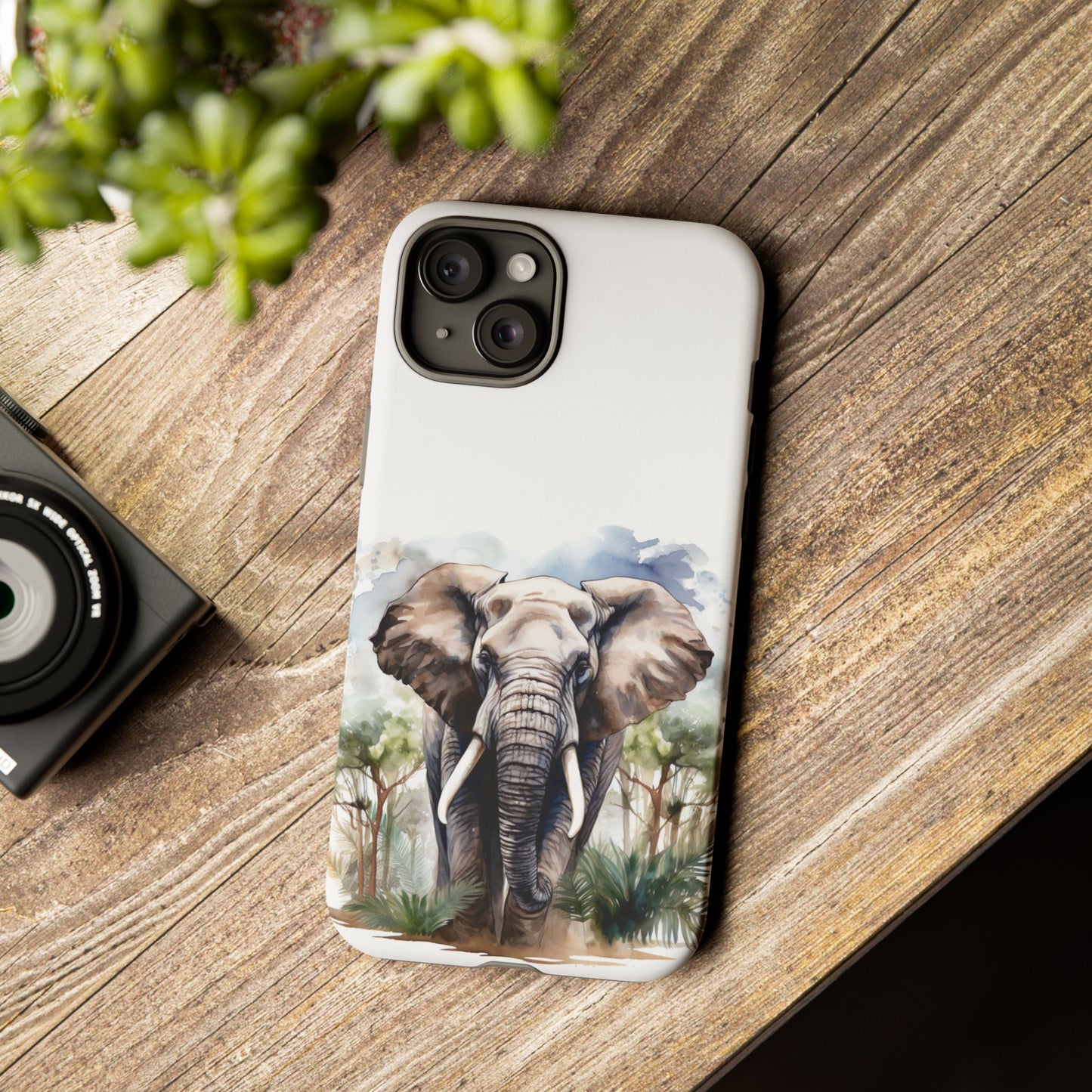 Majestic Watercolor Elephant Mobile Cover – Artistic Wildlife Design
