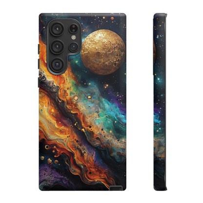 Cosmic Abstract Artwork With Dynamic Swirling Fluid Patterns phone case design.