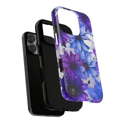 Blue & Purple Floral Splash Mobile Cover – Elegant Artistic Flowers