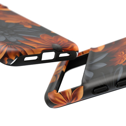 Orange & Black 3D Floral Mobile Case