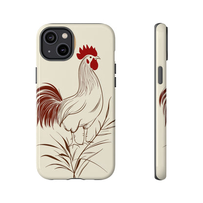 Golden Dawn Rooster: Minimalist Farmstead Charm Case for iPhone, Samsung & Pixel