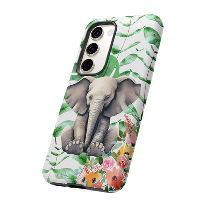 Cute Baby Elephant Mobile Cover – Floral & Tropical Aesthetic