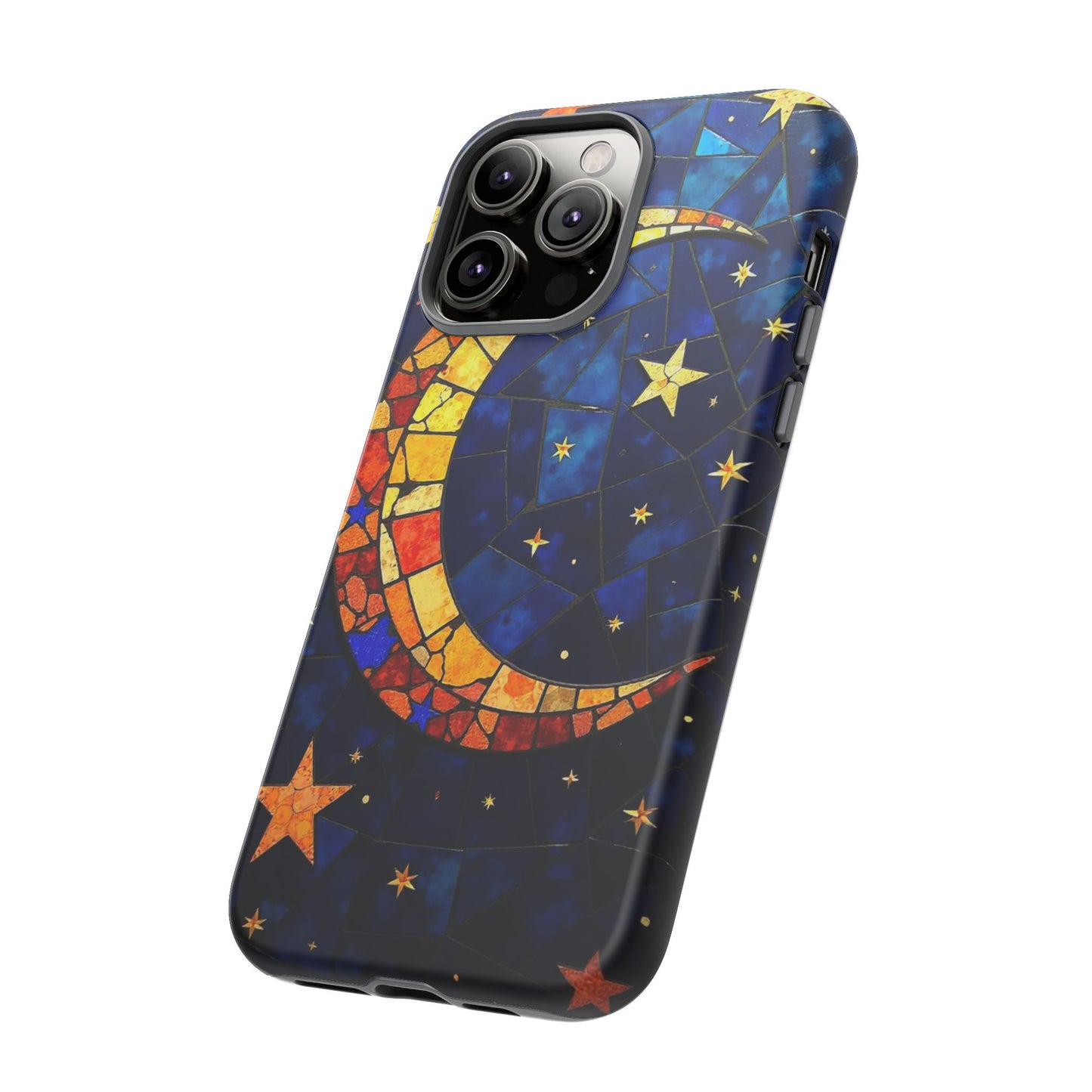 Celestial Crescent: Vibrant Moon and Stars Phone Case