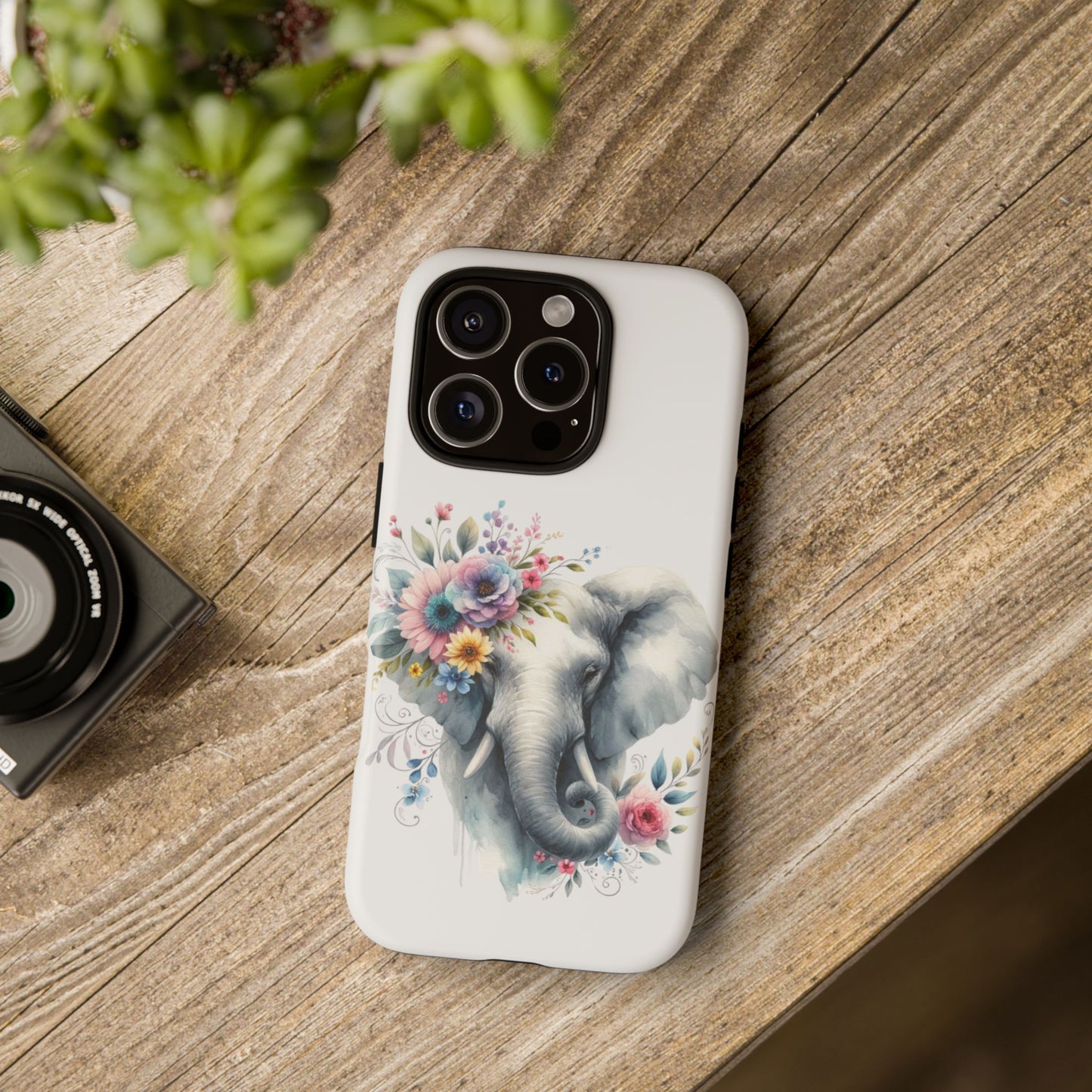 Floral Elephant Mobile Cover – Elegant Watercolor Art