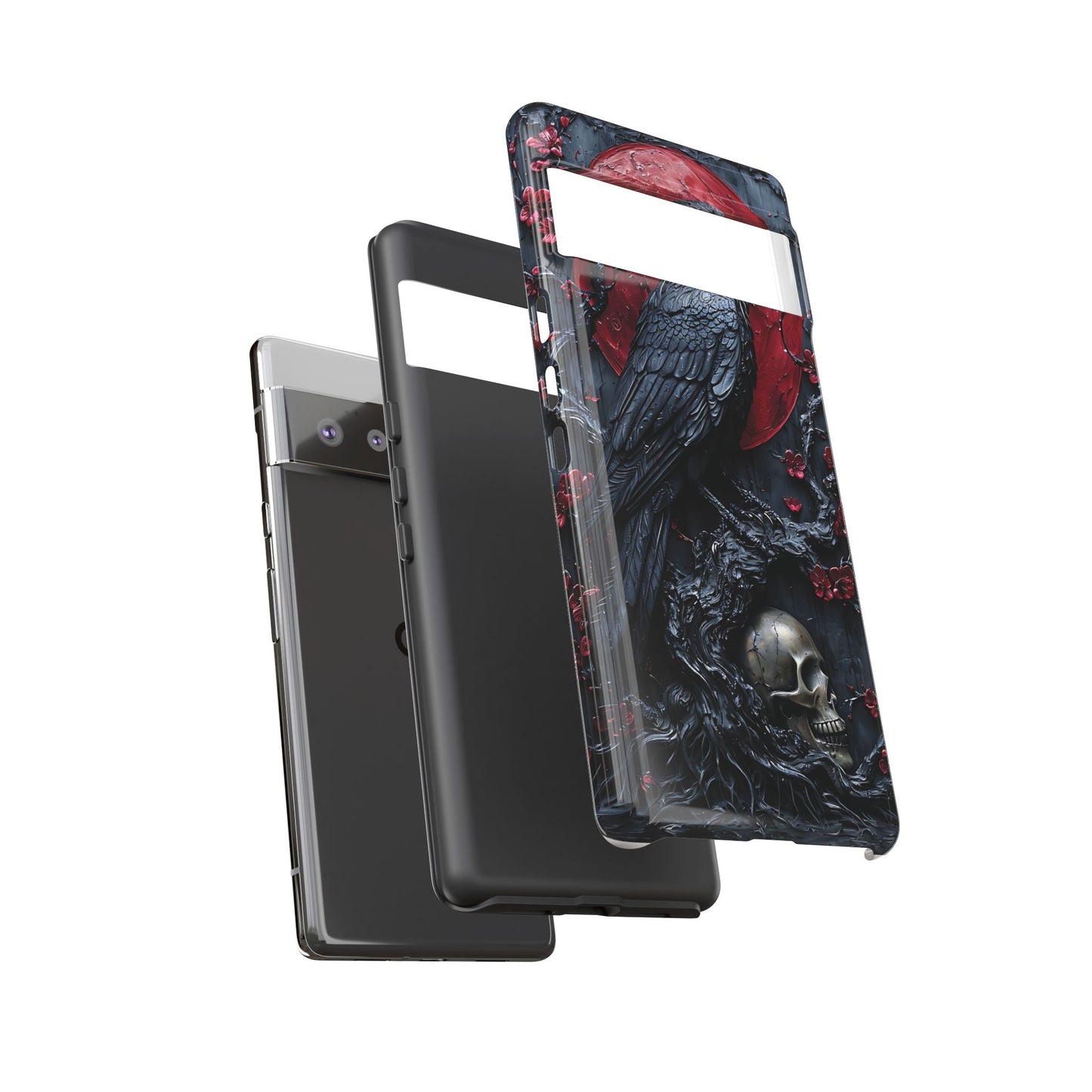Gothic Sculpture Of Raven On Charcoal Tree Branch phone case design