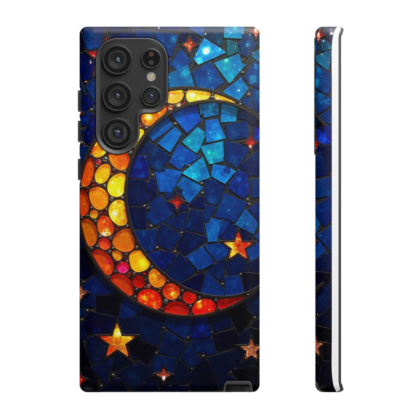 Lunar Glow: Vibrant Moon and Starry Night