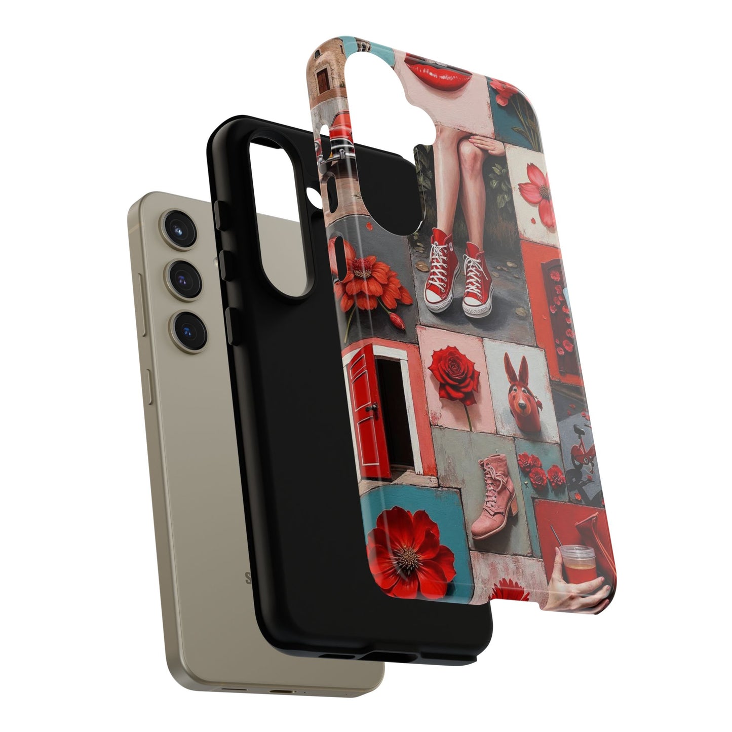 Red Sneakers & Roses Collage Phone Case
